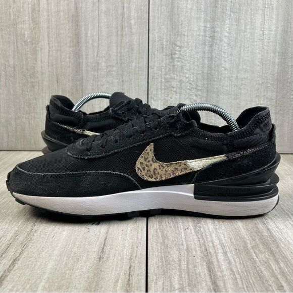 Nike Waffle One Black Leopard Athletic Running Sneaker Shoes Women’s Size 11 - Picture 4 of 10